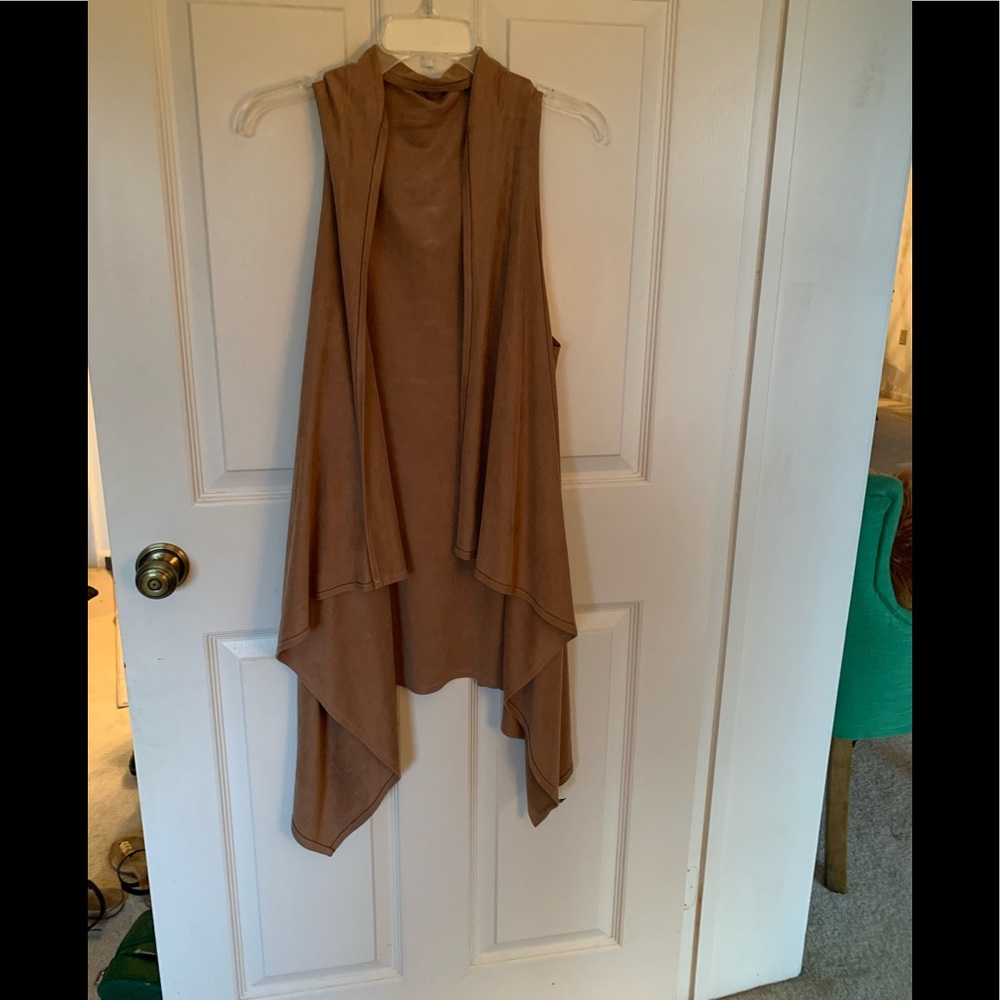 Suede oversized vest